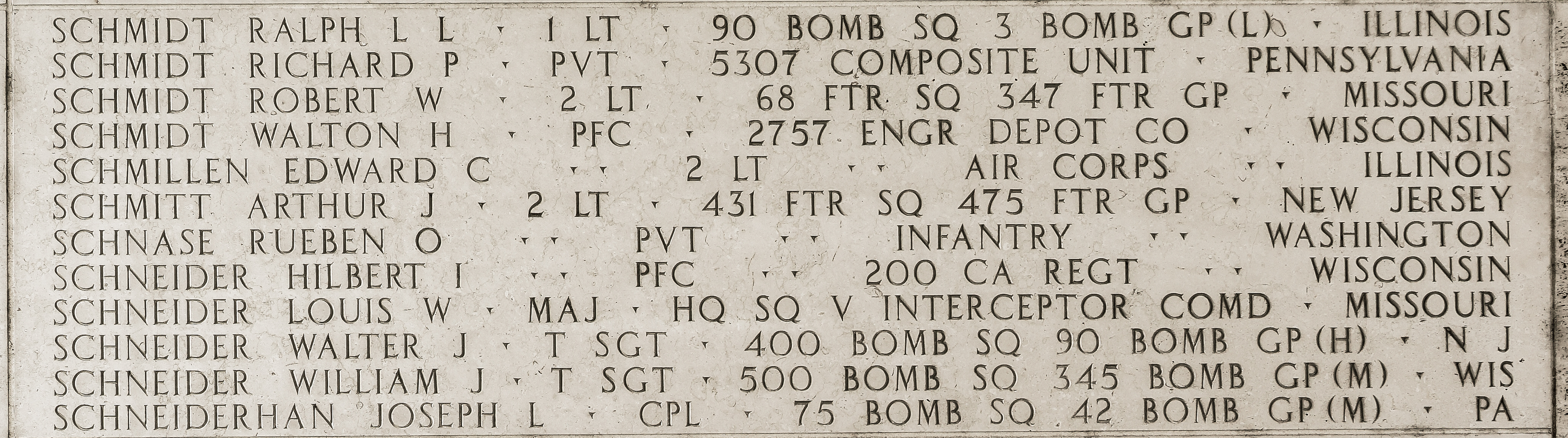 Walter J. Schneider, Technical Sergeant